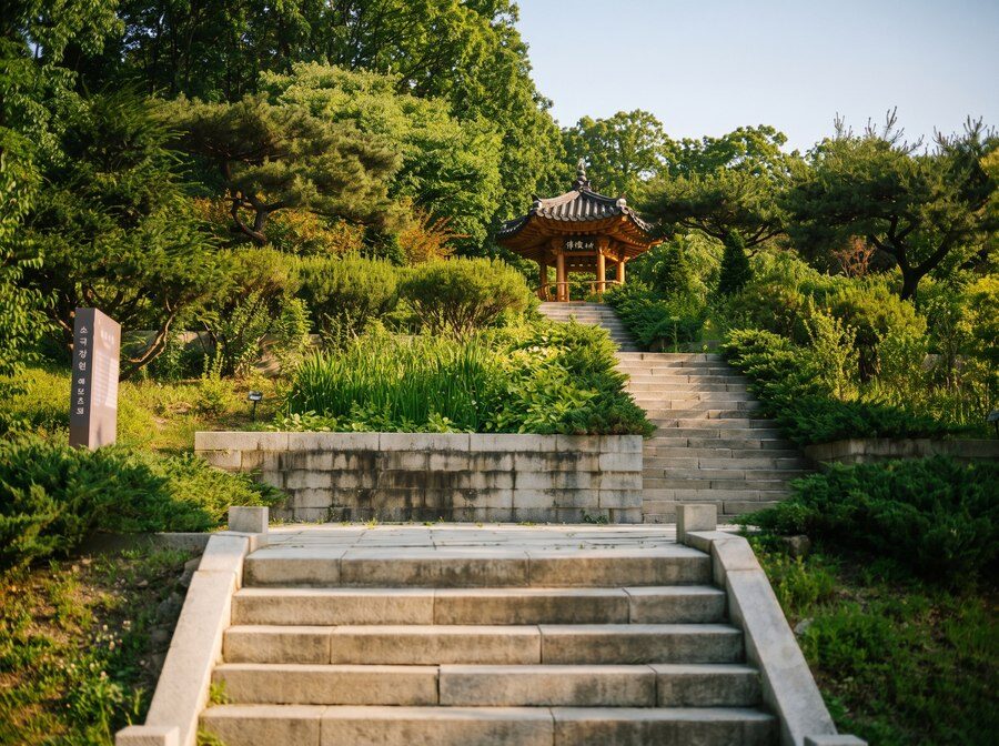 율곡수목원 정자로 이어지는 돌계단